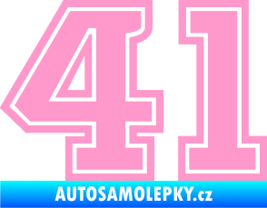 Samolepka Startovní číslo 41 typ 5 světle růžová