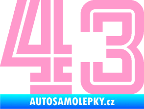Samolepka Startovní číslo 43 typ 7 světle růžová