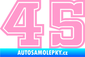 Samolepka Startovní číslo 45 typ 5 světle růžová