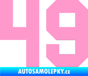 Samolepka Startovní číslo 49 světle růžová