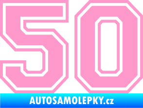 Samolepka Startovní číslo 50 typ 4 světle růžová