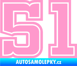Samolepka Startovní číslo 51 typ 5 světle růžová