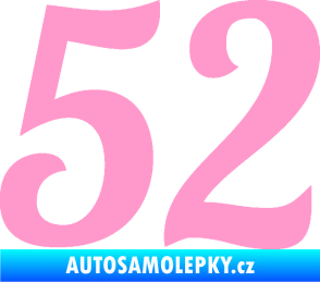 Samolepka Startovní číslo 52 typ 3 světle růžová