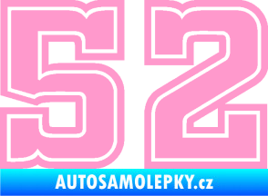 Samolepka Startovní číslo 52 typ 5 světle růžová