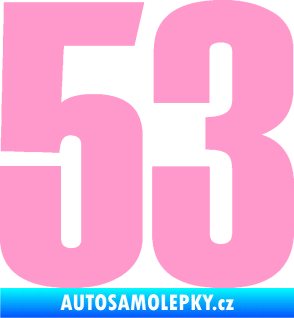 Samolepka Startovní číslo 53 typ 2  světle růžová
