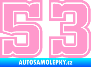 Samolepka Startovní číslo 53 typ 5 světle růžová
