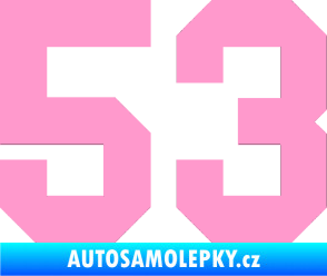 Samolepka Startovní číslo 53 světle růžová