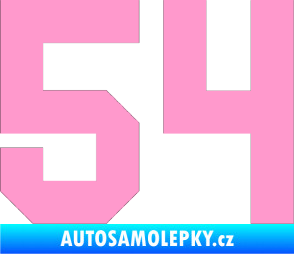 Samolepka Startovní číslo 54 světle růžová