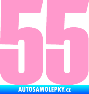 Samolepka Startovní číslo 55 typ 2   světle růžová