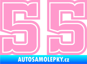 Samolepka Startovní číslo 55 typ 5 světle růžová
