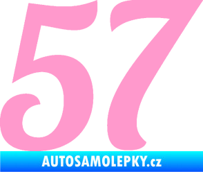 Samolepka Startovní číslo 57 typ 3 světle růžová