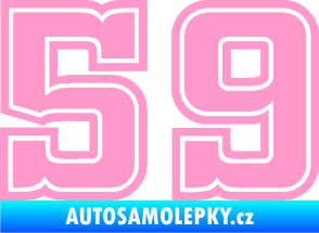 Samolepka Startovní číslo 59 typ 5 světle růžová