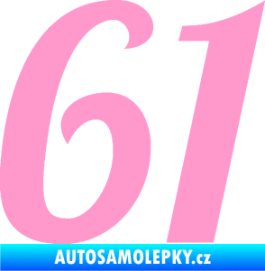 Samolepka Startovní číslo 61 typ 3 světle růžová