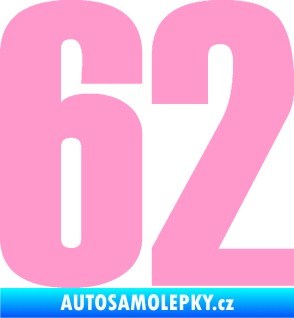 Samolepka Startovní číslo 62 typ 2  světle růžová