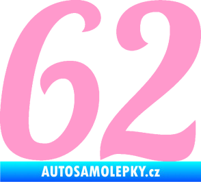 Samolepka Startovní číslo 62 typ 3 světle růžová