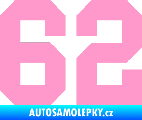 Samolepka Startovní číslo 62 světle růžová