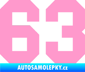 Samolepka Startovní číslo 63 světle růžová