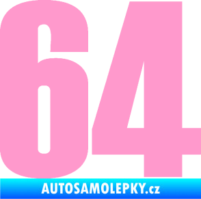 Samolepka Startovní číslo 64 typ 2    světle růžová