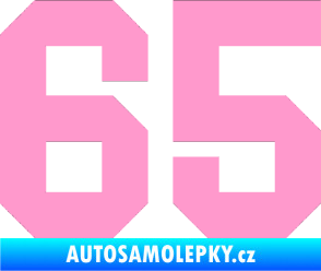Samolepka Startovní číslo 65 světle růžová