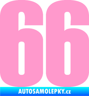Samolepka Startovní číslo 66 typ 2     světle růžová
