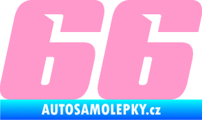 Samolepka Startovní číslo 66 typ 6 světle růžová