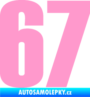 Samolepka Startovní číslo 67 typ 2      světle růžová