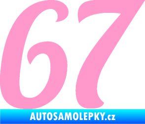 Samolepka Startovní číslo 67 typ 3 světle růžová