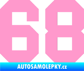 Samolepka Startovní číslo 68 světle růžová