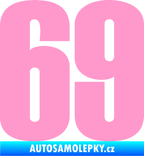 Samolepka Startovní číslo 69 typ 2        světle růžová