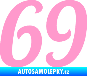 Samolepka Startovní číslo 69 typ 3 světle růžová