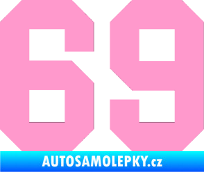 Samolepka Startovní číslo 69 světle růžová