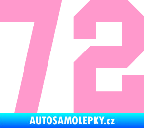 Samolepka Startovní číslo 72 světle růžová