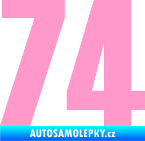 Samolepka Startovní číslo 74 typ 2     světle růžová