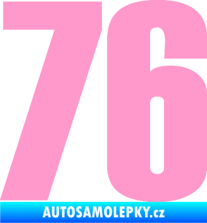 Samolepka Startovní číslo 76 typ 2       světle růžová