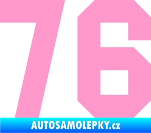 Samolepka Startovní číslo 76 světle růžová