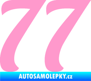 Samolepka Startovní číslo 77 typ 3   světle růžová