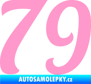 Samolepka Startovní číslo 79 typ 3   světle růžová