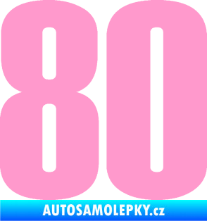 Samolepka Startovní číslo 80 typ 2           světle růžová