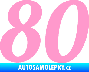 Samolepka Startovní číslo 80 typ 3   světle růžová