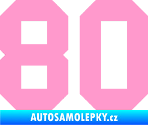 Samolepka Startovní číslo 80 světle růžová