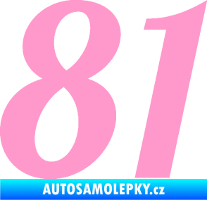 Samolepka Startovní číslo 81 typ 3   světle růžová