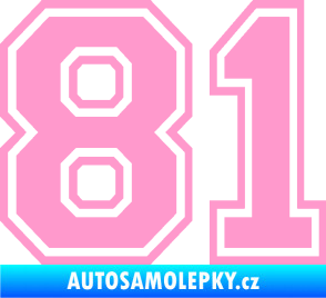 Samolepka Startovní číslo 81 typ 4 světle růžová