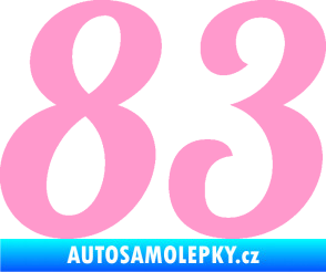 Samolepka Startovní číslo 83 typ 3   světle růžová
