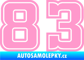 Samolepka Startovní číslo 83 typ 5 světle růžová