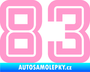 Samolepka Startovní číslo 83 typ 7 světle růžová
