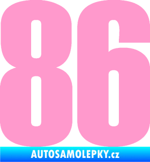 Samolepka Startovní číslo 86 typ 2      světle růžová