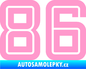 Samolepka Startovní číslo 86 typ 7 světle růžová