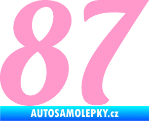 Samolepka Startovní číslo 87 typ 3   světle růžová