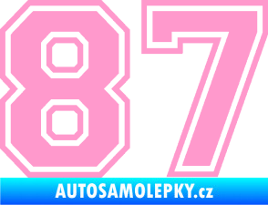 Samolepka Startovní číslo 87 typ 4 světle růžová