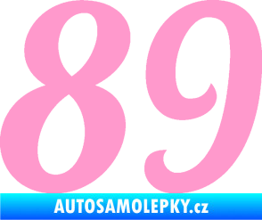 Samolepka Startovní číslo 89 typ 3  světle růžová